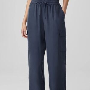 Eileen Fisher Washed Silk Lightweight Minimalist Women's Black Cargo Pants Sz 1x